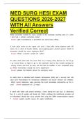 MedSurge Hesi  latest 2026 &vert; 2027 package deal Questions and Answers All Verified