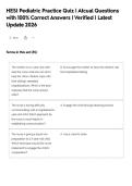 HESI Pediatric Practice Quiz &vert; Atcual Questions&NewLine;with 100&percnt; Correct Answers &vert; Verified &vert; Latest&NewLine;Update 2026