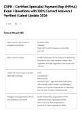 CSPR - Certified Specialist Payment Rep &lpar;HFMA&rpar;&NewLine;Exam &vert; Questions with 100&percnt; Correct Answers &vert;&NewLine;Verified &vert; Latest Update 2026