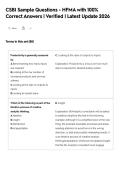 CSBI Sample Questions - HFMA with 100&percnt;&NewLine;Correct Answers &vert; Verified &vert; Latest Update 202