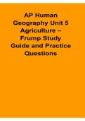 AP Human Geography Unit 5 Agriculture Frump Study Guide and Practice Questions 2025&sol; 2026 with Solution Manual APHG Exam Review and Key Concepts