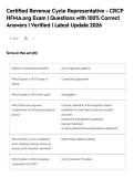 Certified Revenue Cycle Representative - CRCP&NewLine;HFMA&period;org Exam &vert; Questions with 100&percnt; Correct&NewLine;Answers &vert; Verified &vert; Latest Update 202