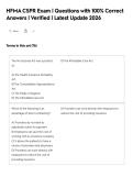 HFMA CSPR Exam &vert; Questions with 100&percnt; Correct&NewLine;Answers &vert; Verified &vert; Latest Update 2026HFMA Business of Health Care Exam &vert; Questions&NewLine;with 100&percnt; Correct Answers &vert; Verified &vert; Latest&NewLine;Update 2026