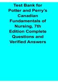 Potter and Perry&rsquo;s Canadian Fundamentals of Nursing 7th Edition Complete Test Bank 2025&sol; 2026 Nursing Fundamentals Exam Review and Practice Questions