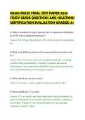N5350 ROLES FINAL TEST PAPER 2026&NewLine;STUDY GUIDE QUESTIONS AND SOLUTIONS&NewLine;CERTIFICATION EVALUATION GRADED A&plus;