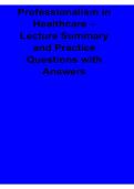 Professionalism in Healthcare Lecture Summary and Practice Questions with Answers 2025&sol; 2026 with Solution Manual Healthcare Ethics and Professional Conduct Exam Review