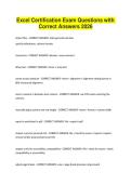 Excel Certification Exam Questions with Correct Answers 2026