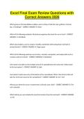 Excel Final Exam Review Questions with Correct Answers 2026