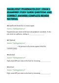 NAGELHOUT PHARMACOLOGY 1 EXAM 3&NewLine;EXAMPREP STUDY GUIDE QUESTIONS AND&NewLine;CORRECT ANSWERS COMPLETE REVIEW&NewLine;MATERIAL