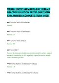 NAGELHOUT PHARMACOLOGY 1 EXAM 3&NewLine;PRACTICE SOLUTION TESTED QUESTIONS&NewLine;AND ANSWERS COMPLETE STUDY SHEET