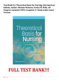 Test Bank For Theoretical Basis for Nursing&comma; 6th American Edition&comma; Author&colon; Melanie McEwen&semi; Evelyn M&period; Wills&comma; All Chapters included 100&percnt; Complete A&plus; Study Guide Latest Version