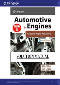 Solution Manual for Automotive Engines&colon; Diagnosis&comma; Repair&comma; and Rebuilding&comma; 9th Edition by Tim Gilles and Tim LeVan &lpar;Chapters 1&ndash;19&rpar; &NewLine;