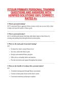 FITOUR PRIMARY PERSONAL TRAINING QUESTIONS AND ANSWERS WITH VERIFIED SOLUTIONS 100&percnt; CORRECT RATED A&plus;