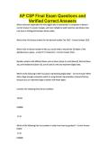 AP CSP Final Exam Questions and Verified Correct Answers