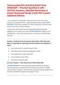 Texas Locksmith Licensing Exam Prep 2026&sol;2027 &ndash; Practice Questions with Verified Answers&comma; Detailed Rationales & Expert-Reviewed Study Guide PDF &lpar;Latest Updated Edition&rpar;