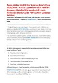 Texas Water Well Driller License Exam Prep 2026&sol;2027 &ndash; Actual Questions with Verified Answers&comma; Detailed Rationales & Expert-Reviewed Study Guide PDF &lpar;Latest Updated Edition&rpar;