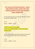 ACI- Concrete Field-Testing Technician - Grade 1 &NewLine;FINAL PRACTICE EXAM &vert; &lbrace;LATEST 2026&sol; 2027 &NewLine;UPDATE&rcub; COMPLETE ACTUAL AND AUTHENTIC &NewLine;EXAM &vert; BRAND NEW&excl; 