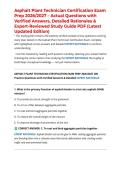 Asphalt Plant Technician Certification Exam Prep 2026&sol;2027 &ndash; Actual Questions with Verified Answers&comma; Detailed Rationales & Expert-Reviewed Study Guide PDF &lpar;Latest Updated Edition&rpar;
