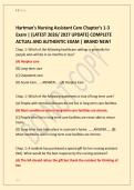 Hartman's Nursing Assistant Care Chapter's 1-3 &NewLine;Exam &vert; &lbrace;LATEST 2026&sol; 2027 UPDATE&rcub; COMPLETE &NewLine;ACTUAL AND AUTHENTIC EXAM &vert; BRAND NEW&excl; 