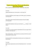 Finance Literacy Final TCU &lpar;Locke&rpar; Questions and Correct Answers