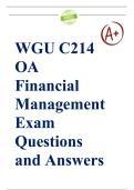 Financial Management C214 &ndash; Western Governors University &lpar;WGU&rpar; &ndash; OA Exam Questions and Answers &lpar;Practice Questions with Answers&rpar;