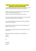 TCU Personal Financial Literacy Final Exam Questions and Correct Answers