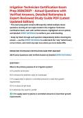 Irrigation Technician Certification Exam Prep 2026&sol;2027 &ndash; Actual Questions with Verified Answers&comma; Detailed Rationales & Expert-Reviewed Study Guide PDF &lpar;Latest Updated Edition&rpar;