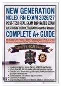 New Generation NCLEX RN Exam 2026&sol;27 Post-Test&colon; Real Exam Top Rated Questions with Correct & Verified Answers &vert; Complete A&plus; Guide