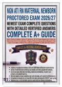 NGN ATI RN Maternal Newborn Proctored Exam 2026&sol;27&colon; Complete Questions with Detailed Verified Answers &vert; 100&percnt; Guaranteed Pass &vert; Complete A&plus; Guide