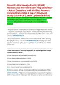 Texas On-Site Sewage Facility &lpar;OSSF&rpar; Maintenance Provider Exam Prep 2026&sol;2027 &ndash; Actual Questions with Verified Answers&comma; Detailed Rationales & Expert-Reviewed Study Guide PDF &lpar;Latest Updated Edition&rpar;