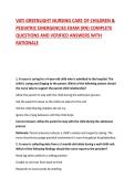 VATI GREENLIGHT NURSING CARE OF CHILDREN & PEDIATRIC EMERGENCIES EXAM &lpar;RN&rpar; COMPLETE QUESTIONS AND VERIFIED ANSWERS WITH RATIONALE 2026&sol;2027