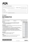 AQA A-level Mathematics Paper 1 2025 &vert; 7357&sol;1 Mark Scheme&NewLine;&NewLine;