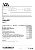 AQA AS Biology Paper 2  2025 &vert; Questions & Mark Scheme&NewLine;&NewLine;