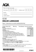AQA GCSE English Language Paper 1 2025 &vert; 8700&sol;1 Mark Scheme&NewLine;&NewLine;