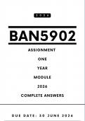 BAN5902 Assignment 1 Answers - Year Module &comma; 2026 &vert; Due Date 30 June 2026