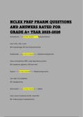 &NewLine;NCLEX PREP PHARM QUESTIONS AND ANSWERS RATED FOR GRADE A&plus; YEAR 2025-2026&NewLine;