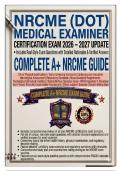 NRCME &lpar;DOT&rpar; Medical Examiner Certification Exam 2026&ndash;2027 Update&colon; Questions & Answers &lpar;Verified Answers&rpar; with Detailed Rationales &vert; Complete A&plus; Guide &vert; 100&percnt; Guaranteed Pass
