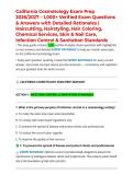 California Cosmetology Exam Prep 2026&sol;2027 &ndash; 1&comma;000&plus; Verified Exam Questions & Answers with Detailed Rationales &vert; Haircutting&comma; Hairstyling&comma; Hair Coloring&comma; Chemical Services&comma; Skin & Nail Care&comma; Infection Control & Sanitation Standards