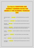 Law Basics QUESTIONS AND &NewLine;CORRECT ANSWERS RATED FOR &NewLine;GRADE A&plus; FOR ACADEMIC YEAR2025-&NewLine;2026 &NewLine;