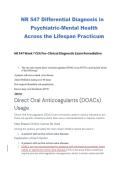 NR 547 Differential Diagnosis in Psychiatric-Mental Health Across the Lifespan Practicum &ndash; NR 547 &ndash; Chamberlain University &ndash; Week 7 CEA Pre-Clinical Diagnostic Exam Remediation Graded A&plus;