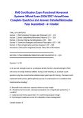 FMS Certification Exam Functional Movement Systems Official Exam 2026&sol;2027 Actual Exam Complete Questions and Answers Detailed Rationales Pass Guaranteed - A&plus; Graded