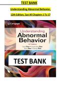 Test Bank for Understanding Abnormal Behavior&comma; 12th Edition&comma; Sue All Chapters 1-17