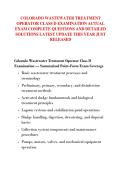 COLORADO WASTEWATER TREATMENT &NewLine;OPERATOR CLASS D EXAMINATION ACTUAL &NewLine;EXAM COMPLETE QUESTIONS AND DETAILED &NewLine;SOLUTIONS LATEST UPDATE THIS YEAR JUST &NewLine;RELEASED