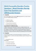 NCLEX Personality Disorders Practice&NewLine;Questions &vert; Mood Disorders Nursing&NewLine;Exam Prep Questions and&NewLine;100&percnt;Accurate Answers&NewLine;