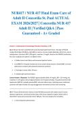 NUR417 &sol; NUR 417 Final Exam Care of Adult II Concordia St&period; Paul ACTUAL EXAM 2026&sol;2027 &vert; Concordia NUR 417 Adult II &vert; Verified Q&A &vert; Pass Guaranteed - A&plus; Graded