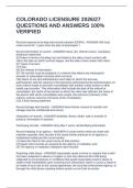 COLORADO LICENSURE 2026&sol;27 QUESTIONS AND ANSWERS 100&percnt; VERIFIED