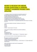 MOSBY'S REVIEW FOR NBDHE EXAMS QUESTIONS & VERIFIED CORRECT ANSWERS PASSED 100&percnt; UPDATED 