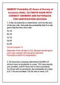 2026-2027 NEWEST Probability &lpar;P&rpar; Exam of Society of&NewLine;Actuaries &lpar;SOA&rpar; &vert; ULTIMATE EXAM WITH&NewLine;CORRECT ANSWERS AND RATIONALES&NewLine;FOR CERTIFICATION SUCCESS