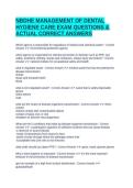 NBDHE MANAGEMENT OF DENTAL HYGIENE CARE EXAM QUESTIONS & ACTUAL CORRECT ANSWERS