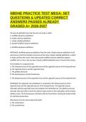 NBDHE PRACTICE TEST MEGA- SET QUESTIONS & UPDATED CORRECT ANSWERS PASSED ALREADY GRADED A&plus; 2026-2027